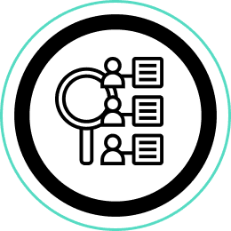 magnifying glass next to id cards